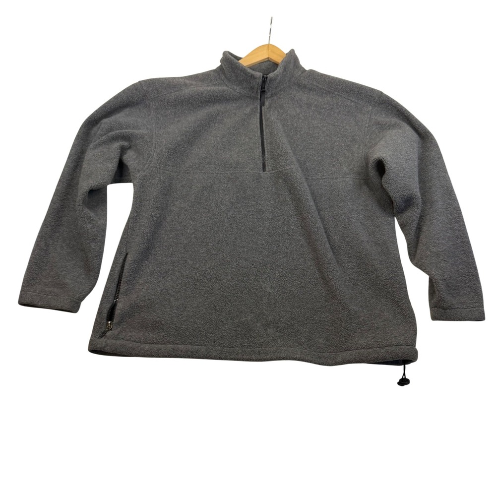 Eddie Bauer Mens XL Gray Fleece Quarter Zip Pullover Mock Neck Hiking Sweater